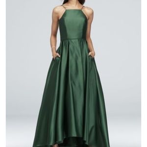 Betsy Adam Emerald High-low Satin Gown Green Size6